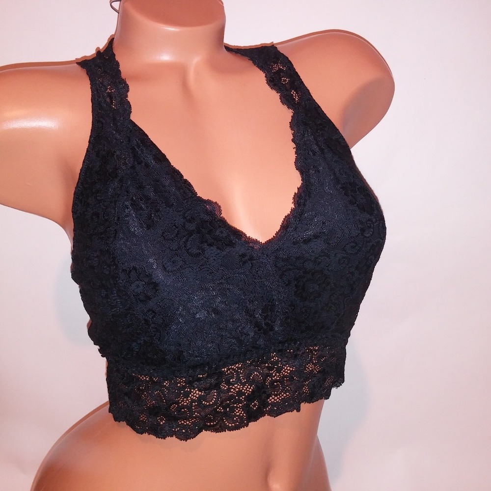 Soma Bralette Bra XL Black Lace Unlined Racerback Wireless